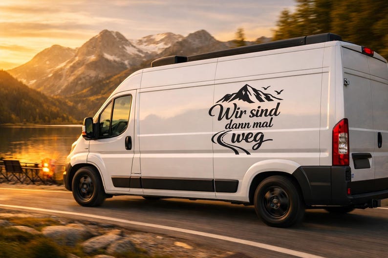 Vinyl sticker "We're off then" for campervans, motorhomes and vans made from ORACAL 951 premium vinyl outdoor design image 6
