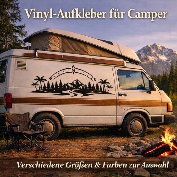 Vinyl Aufkleber Compass Adventure für Wohnmobil Wohnwagen Auto Caravan Van Sticker aus ORACAL 951 Premium Vinyl
