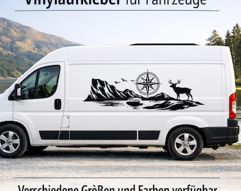 Camper and car stickers, mountain motif, weatherproof ORACAL 951 premium vinyl, various sizes and colors