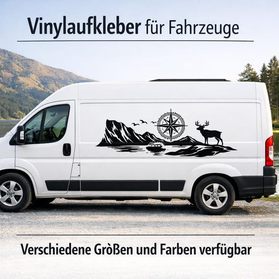 Camper und Auto Aufkleber Bergmotiv wetterfestes ORACAL 951 Premium Vinyl verschiedene Grössen und Farben
