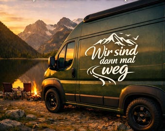 Vinyl sticker "We're off then" for campervans, motorhomes and vans made from ORACAL 951 premium vinyl outdoor design
