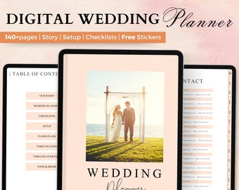 Wedding Planner Template Digital Download, PDF format, Minimalist Wedding Planner, Budget, Vision Boards, Digital Hyperlinked Planner