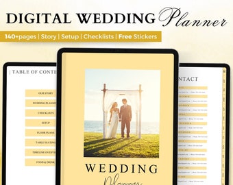 Digital Wedding Planner, 140+ Pages Wedding Planner Checklist Templates, Wedding Goodnotes Planner, Printable Ipad Planner, Hyperlinked