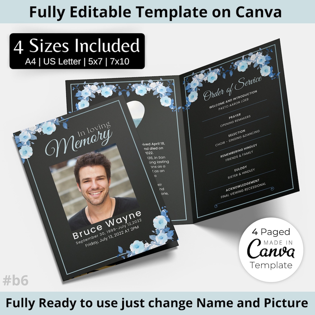 Funeral Programs Template Obituary Template for Funeral Memorial ...
