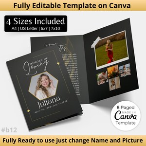 Editable Funeral Program Template Obituary Template for Funeral Memorial Program Funeral Program  Memorial Service Programs