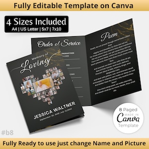 Funeral Programs Template Obituary Template for Funeral Memorial Program Blue Funeral Program Announcement Editable Printable Funeral
