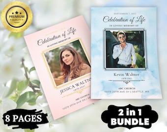 Editable Blush Floral Geometric Funeral Program Template Celebrating the Life of Funeral Program Celebration of Life Funeral Program