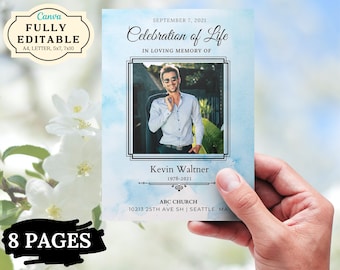 Funeral Program Template | Obituary Template | Funeral Announcement | US Letter Size | Editable Funeral | Instant Download