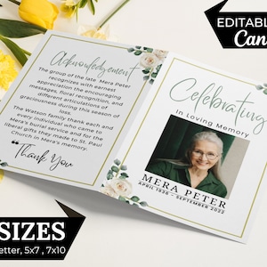 Funeral Programs Template Obituary Template for Funeral Memorial Program Blue Funeral Program Announcement Editable Printable Funeral