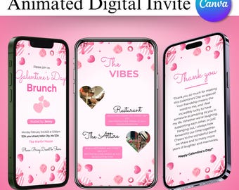 Galentine's Day Invitation Template, Galentine's Girls Night or Brunch Party Invite, Pink Bow for Valentine's or Galentine's Day