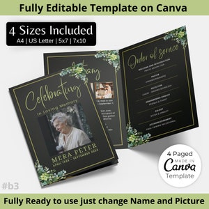Funeral Programs Template Obituary Template for Funeral Memorial Program Blue Funeral Program Announcement Editable Printable Funeral