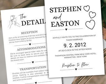 Wedding Invitation Template, Black and White  Wedding Template, Wedding Invitation, Wedding Template Editable Wedding Invitation