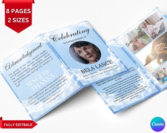 Funeral Programs Template Obituary Template for Funeral Memorial Program Blue Funeral Program Announcement Editable Printable Funeral