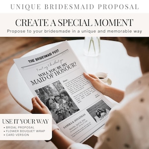 Bridesmaid Proposal Newspaper Flower Bouquet, Printable Newspaper Bridesmaid Gifts, Maid of Honor Proposal Card, Will You Be My.. 165