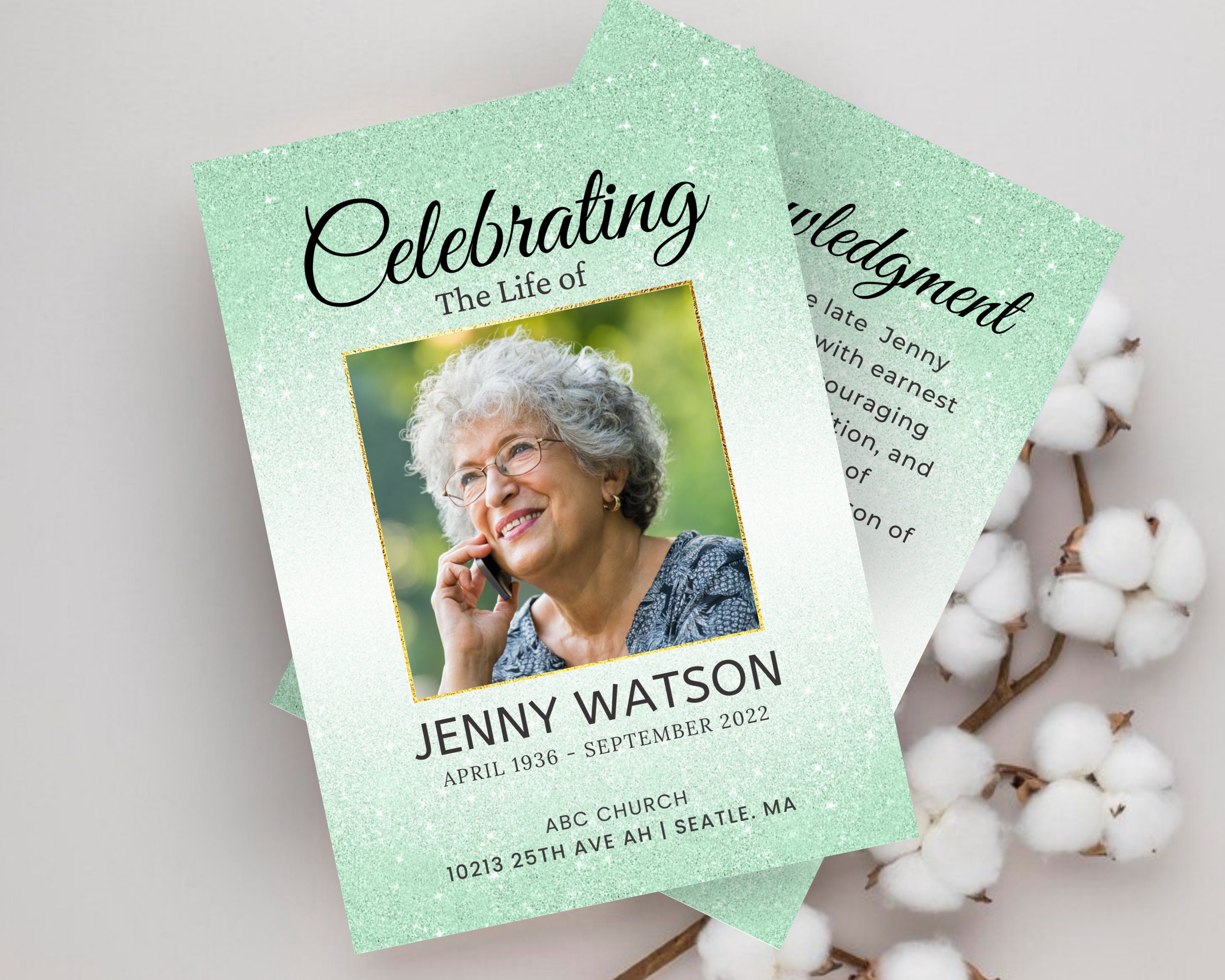 Editable Funeral Program Template, Memorial Service Template