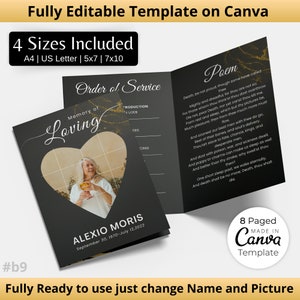Funeral Programs Template Obituary Template for Funeral Memorial Program Blue Funeral Program Announcement Editable Printable Funeral