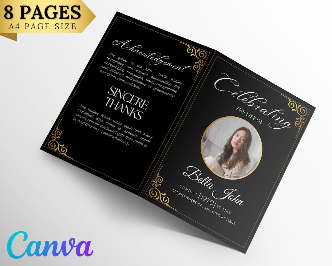 Funeral Programs Template Obituary Template for Funeral Memorial ...