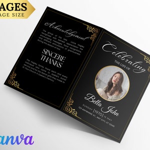 Funeral Programs Template Obituary Template for Funeral Memorial Program Blue Funeral Program Announcement Editable Printable Funeral