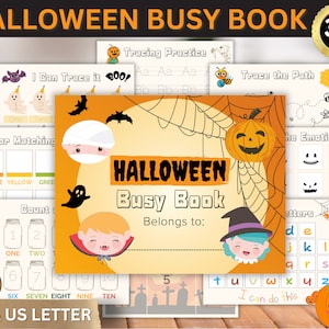Halloween Busy Book Printable Kleinkind Lernbuch Halloween Aktivitäten Homeschool Lernmaterialien Herbst Herbst Vorschule Printables