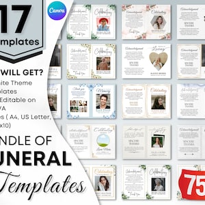 17 Funeral Programs Template bundle Obituary Template for Funeral Memorial Program Funeral Program Announcement Editable Printable Funeral