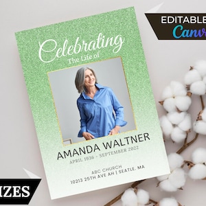 Funeral Programs Template Obituary Template for Funeral Memorial Program Blue Funeral Program Announcement Editable Printable Funeral