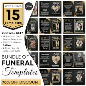 Funeral Template Bundle, Funeral Announcement Flyer, In Loving Memory Announcement Template, Funeral Invite Invitation, Rest In Peace