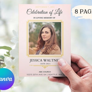 Editable Funeral Program Template, Memorial Service Template, Obituary Program Template, Order of Service, Celebration life
