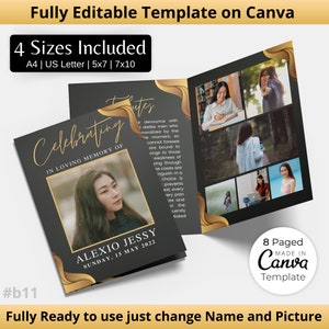 Funeral Programs Template Obituary Template for Funeral Memorial Program Blue Funeral Program Announcement Editable Printable Funeral