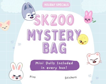 Skzoo Mystery bias Bag, Custom Merch Gift Bag, Goodie Bag, Skzoo Dolls, Keychains, Stickers, Photocards, Skzoo Keychain, Tote & More!