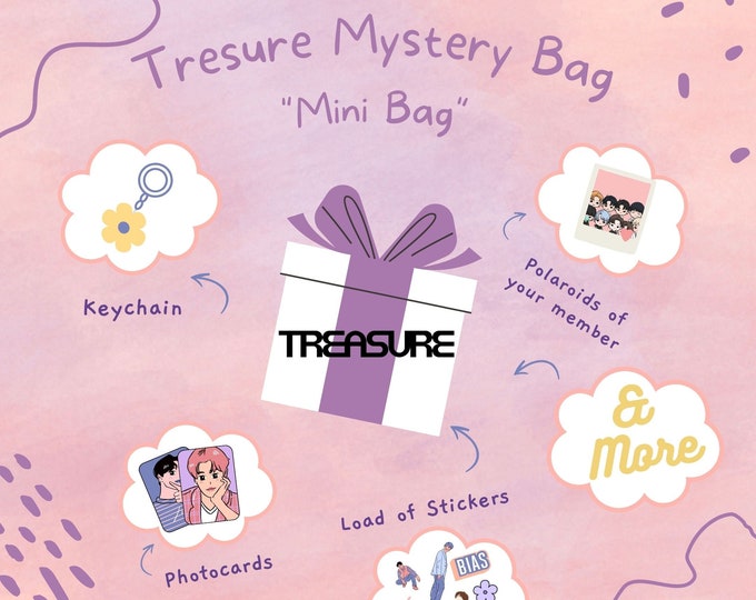 Treasure Mystery bias Bag | Custom Merch Gift Bag | Goodie Bag |Bookmarks| Keychains, Stickers, Photocards, Photos, Polaroid,& More!