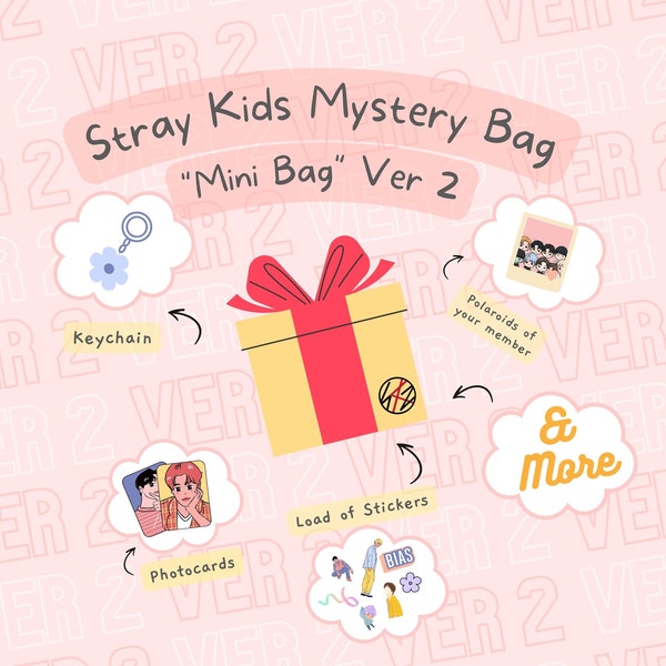 Stray Kids Mystery bias Bag | Custom Merch Gift Bag | Goodie Bag |Bookmarks| Keychains, Stickers, Photocards, Photos, Polaroid,& More!