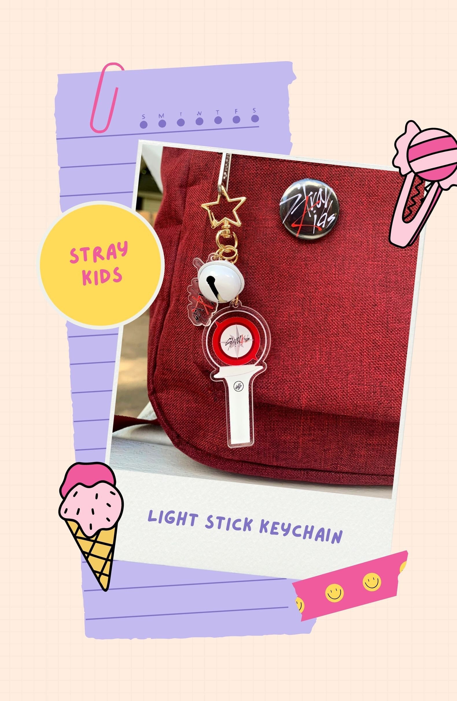fashion lightstick keychain stray kids acrylic