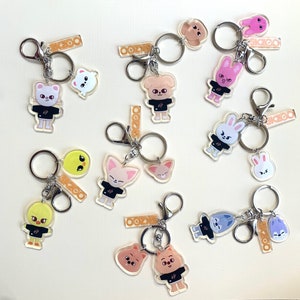 Cute SKZOO keychain | Stray Kids Keychain - Skz | KPOP | Bias pack | Phone Charm Wolf Chan Han Bbokari Leebit PuppyM Dwaekki Jiniret Foxi.NY