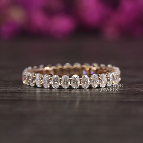 Unique Oval Moissanite Wedding Band Solid Gold Oval Wedding - Etsy