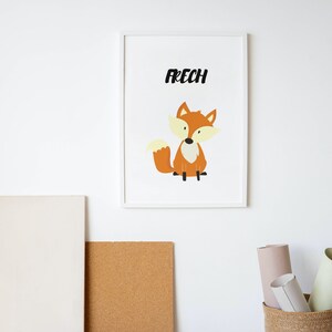 Nursery digital print, cheeky fox, nursery decor, nursery mural, baby animal prints for the nursery