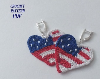 American flag earrings crochet pattern patriotic gift easy crochet pattern