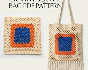 Granny Square Bag Crochet Pattern PDF, Shopper Tote Pattern, Beginner Friendly, Classic Granny Bag, Instant Download