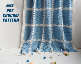 Granny Square Baby Blanket Pattern- Easy Crochet  Pattern (PDF)