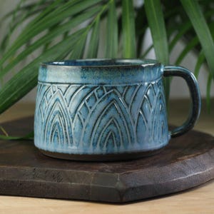 Cup blue hand-potted handmade dishwasher safe 300ml height 7 cm diameter 8.5 cm pottery