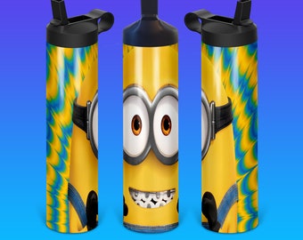 Minion 22oz Straight Flip Top Sports Bottle Sublimation Tumbler PNG Design