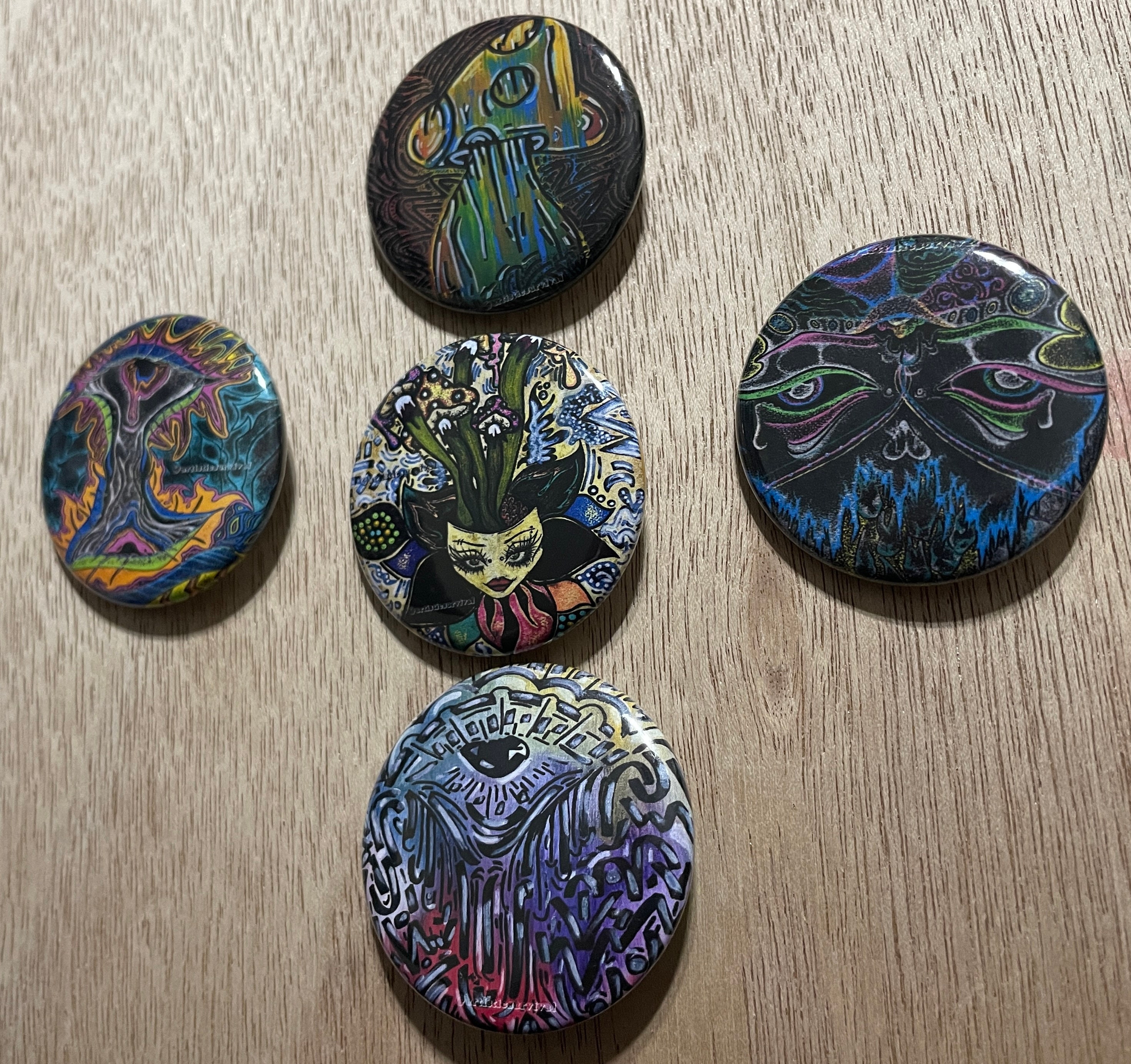 5 Button Pack Surreal Fun Trippy Colorful Button Pins Gift Multi-pack ...