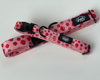 Strawberry Dog Collar: Sweet Pink Adjustable Pet Collar