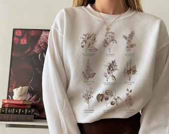 Poisonous Plants Sweatshirt, Dark Academia Clothing Sweater, Poison Herb Sweatshirt, Dark Academia Clothing Chunky, Goblinecore Sweatshirt