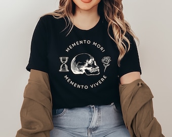 Memento Mori Shirt, Dark Academia Tshirt, Dark Cottagecore Shirt, Gothic Tshirt, Dark Academia Clothing, Memento Vivere Shirt, Stoic Tshirt