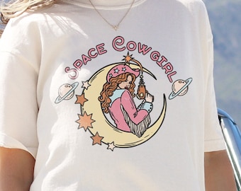 Space Cowgirl Bachelorette Comfort Colors Tshirt, Space Cowgirl Outfit Cosmic Cowgirl Vintage Oversized Tshirt Western Fashion Cowgirl Shirt