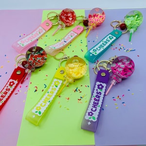 Candy lollipop, Fruit Lollipop Keychain, Candy Accessory, Key Ring Holder, Fruit Charm, Sweets Keychain, Lemon, Dragon Fruit, Watermelon