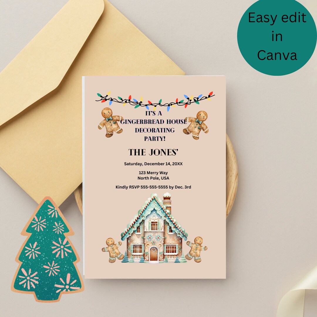 Gingerbread House Invitation Cookie Exchange Invitation Instant gingerbread-house-invitation-cookie-exchange-invitation-instant
