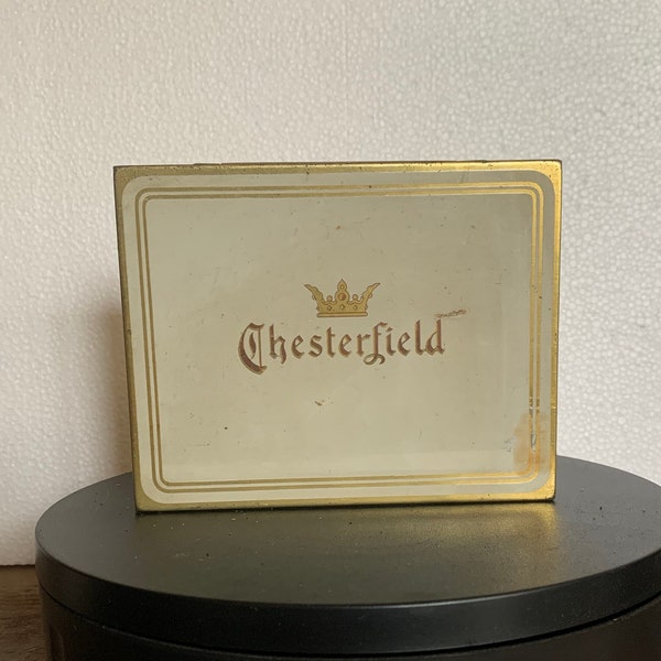 Vintage Tin Chesterfield Cigarette Box | Metal Old Cigarette Case | Steel Cigarette Carrying Case | Chesterfield Memorabilia Container