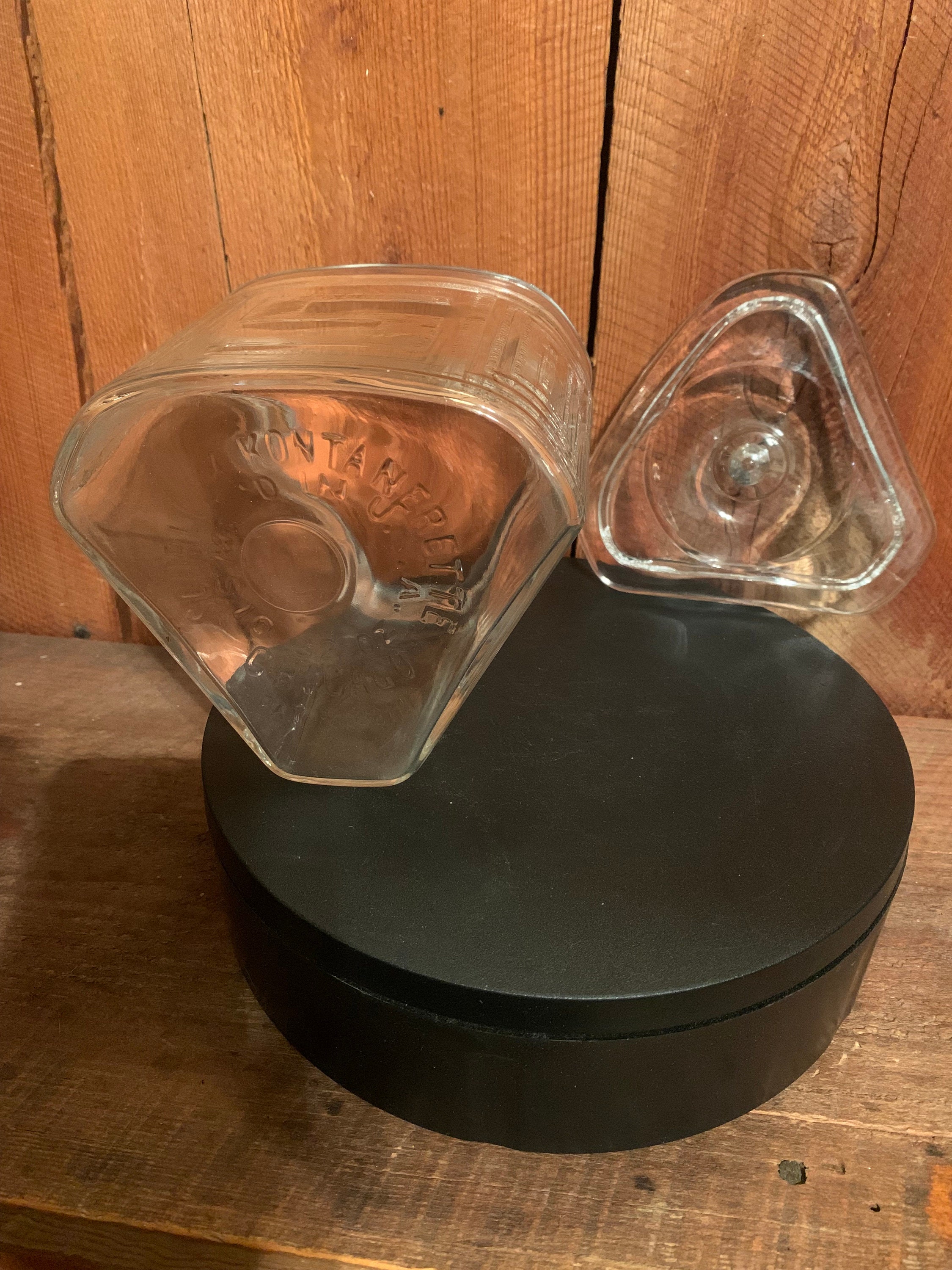 Vintage Clear Glass Triangular Scurlock Kontanerette Refrigerator ...