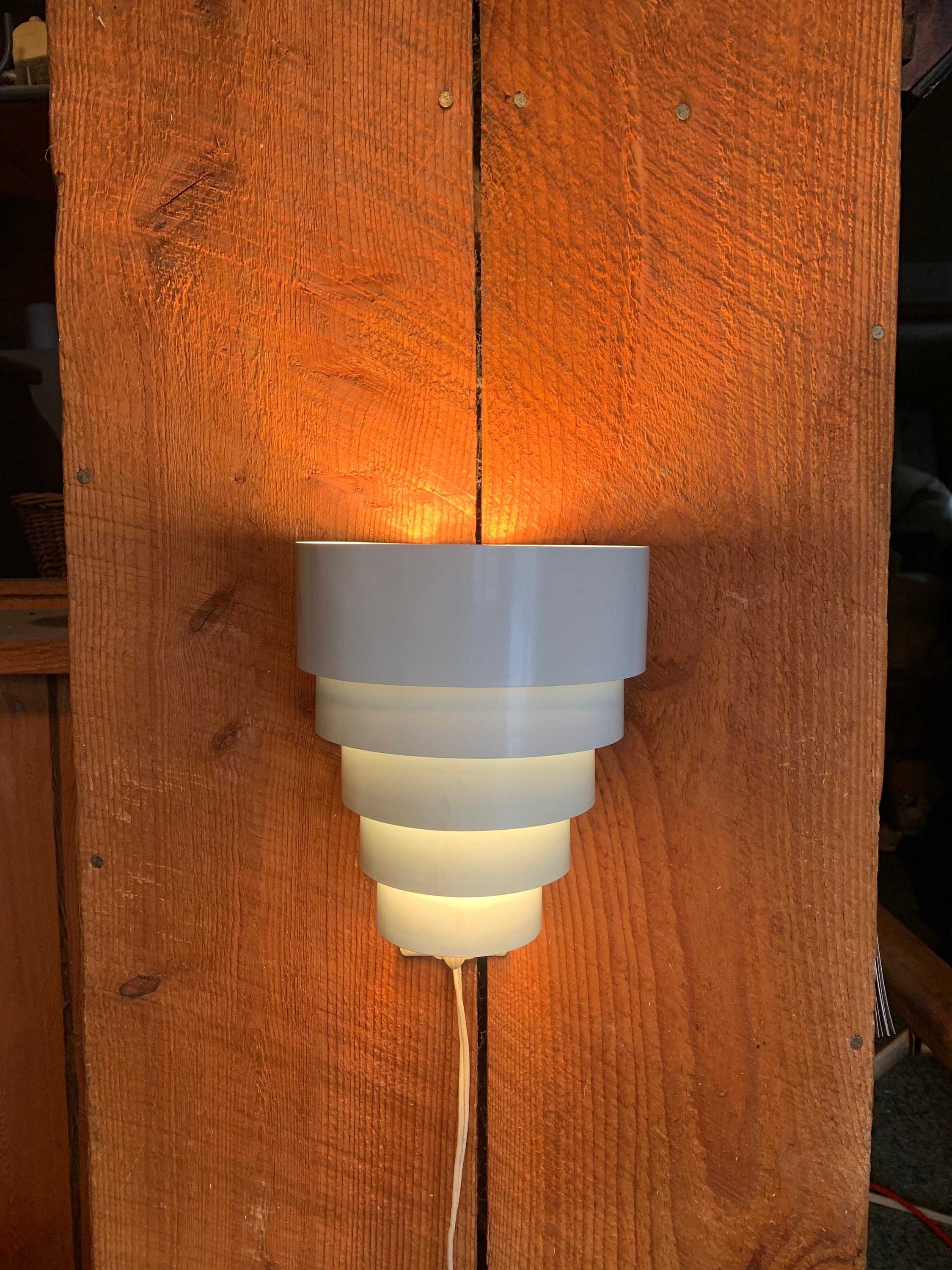 Vintage Mid Century White Venetian Tiered Shade Wall Sconce | Art